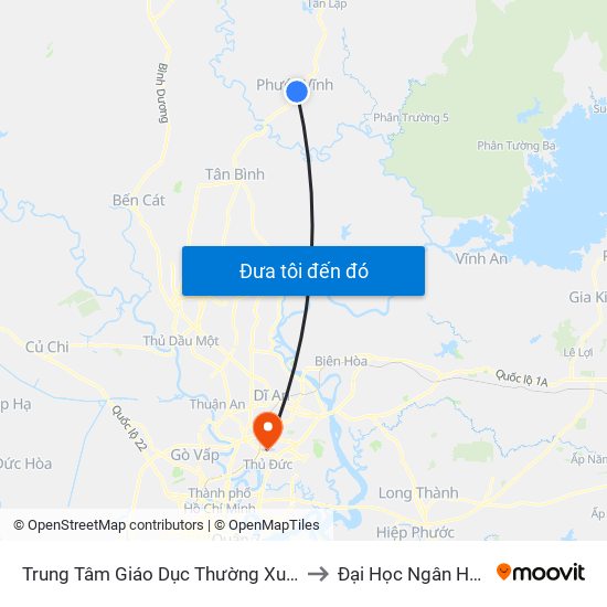 Trung Tâm Giáo Dục Thường Xuyên Huyện Phú Giáo to Đại Học Ngân Hàng Tp.Hcm map
