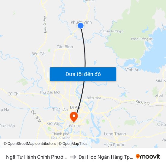 Ngã Tư Hành Chính Phước Vĩnh to Đại Học Ngân Hàng Tp.Hcm map