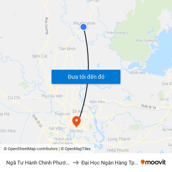 Ngã Tư Hành Chính Phước Vĩnh to Đại Học Ngân Hàng Tp.Hcm map