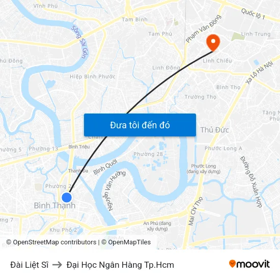 Đài Liệt Sĩ to Đại Học Ngân Hàng Tp.Hcm map