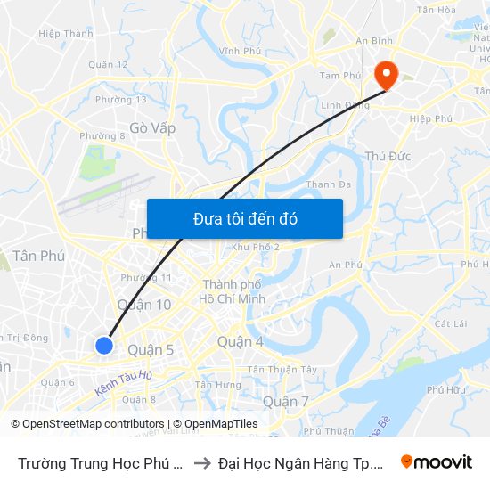 Trường Trung Học Phú Thọ to Đại Học Ngân Hàng Tp.Hcm map