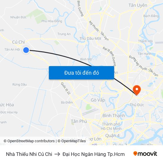 Nhà Thiếu Nhi Củ Chi to Đại Học Ngân Hàng Tp.Hcm map