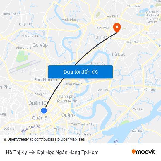 Hồ Thị Kỷ to Đại Học Ngân Hàng Tp.Hcm map