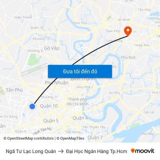 Ngã Tư Lạc Long Quân to Đại Học Ngân Hàng Tp.Hcm map