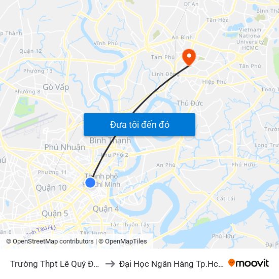 Trường Thpt Lê Quý Đôn to Đại Học Ngân Hàng Tp.Hcm map