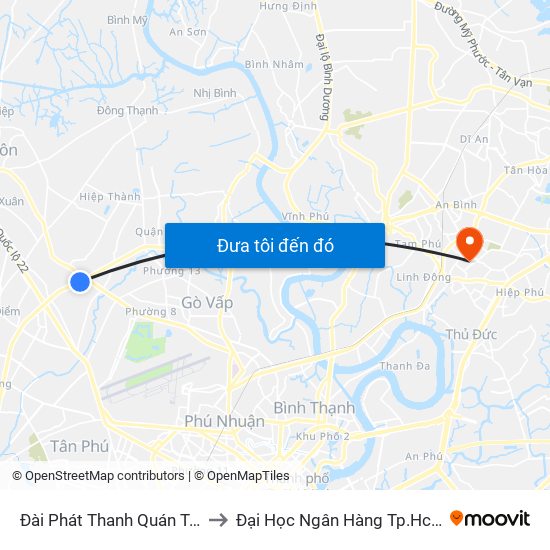 Đài Phát Thanh Quán Tre to Đại Học Ngân Hàng Tp.Hcm map