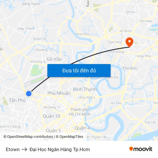 Etown to Đại Học Ngân Hàng Tp.Hcm map