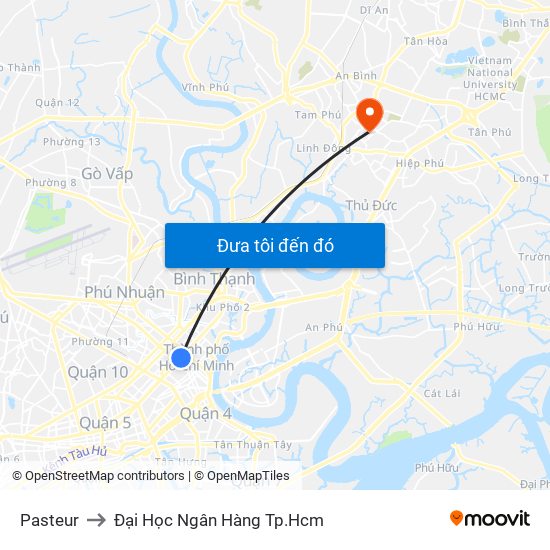 Pasteur to Đại Học Ngân Hàng Tp.Hcm map