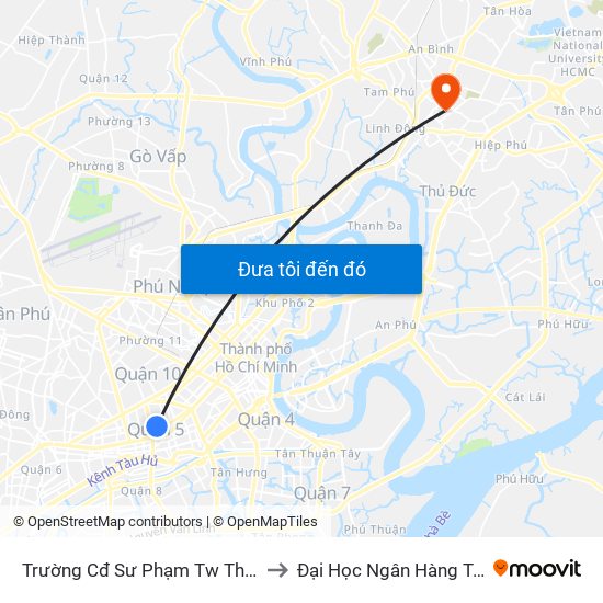 Trường Cđ Sư Phạm Tw Thành Phố to Đại Học Ngân Hàng Tp.Hcm map