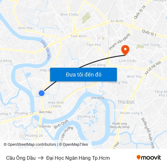 Cầu Ông Dầu to Đại Học Ngân Hàng Tp.Hcm map