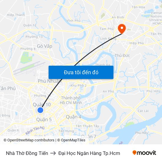 Nhà Thờ Đồng Tiến to Đại Học Ngân Hàng Tp.Hcm map