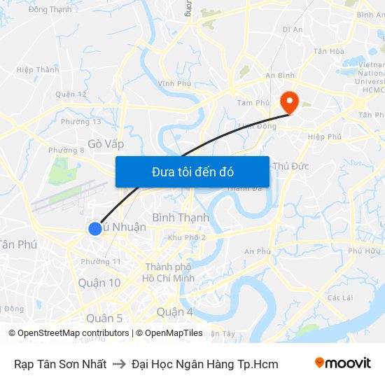 Rạp Tân Sơn Nhất to Đại Học Ngân Hàng Tp.Hcm map