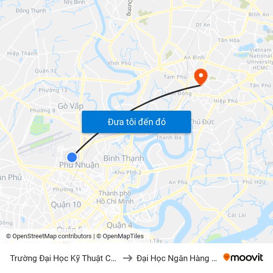 Trường Đại Học Kỹ Thuật Công Nghệ to Đại Học Ngân Hàng Tp.Hcm map