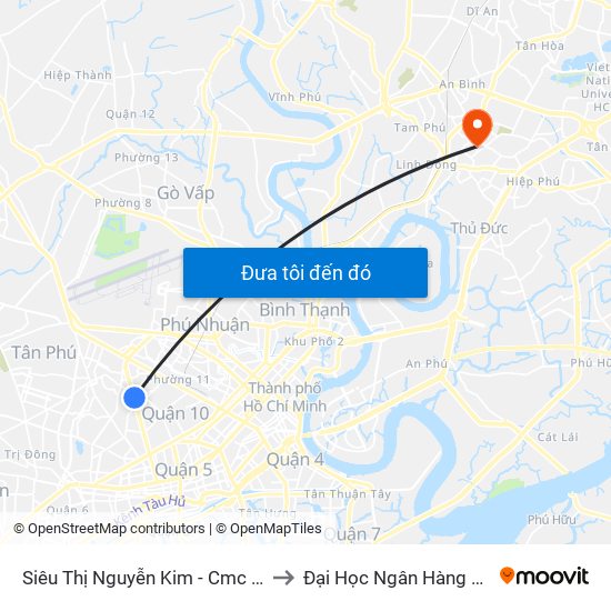 Siêu Thị Nguyễn Kim - Cmc Tân Bình to Đại Học Ngân Hàng Tp.Hcm map