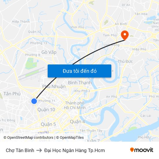 Chợ Tân Bình to Đại Học Ngân Hàng Tp.Hcm map