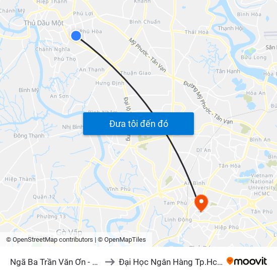 Ngã Ba Trần Văn Ơn - D1 to Đại Học Ngân Hàng Tp.Hcm map