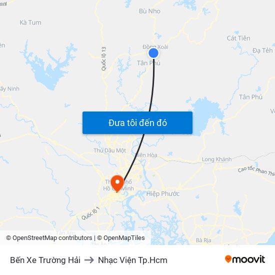 Bến Xe Trường Hải to Nhạc Viện Tp.Hcm map