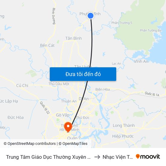 Trung Tâm Giáo Dục Thường Xuyên Huyện Phú Giáo to Nhạc Viện Tp.Hcm map
