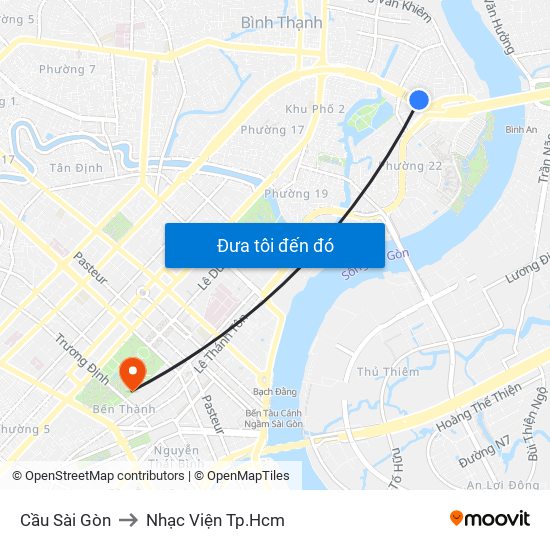 Cầu Sài Gòn to Nhạc Viện Tp.Hcm map