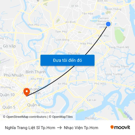 Nghĩa Trang Liệt Sĩ Tp.Hcm to Nhạc Viện Tp.Hcm map