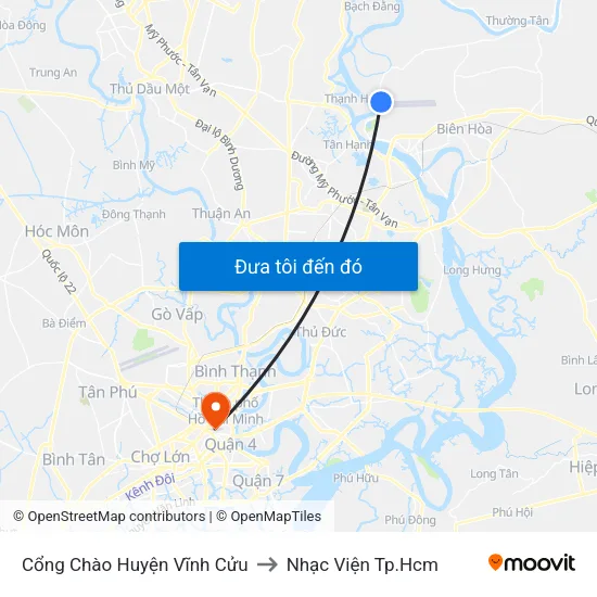 Cổng Chào Huyện Vĩnh Cửu to Nhạc Viện Tp.Hcm map