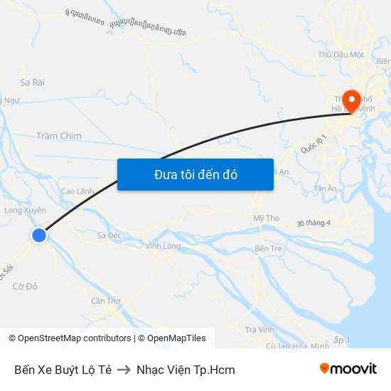 Bến Xe Buýt Lộ Tẻ to Nhạc Viện Tp.Hcm map