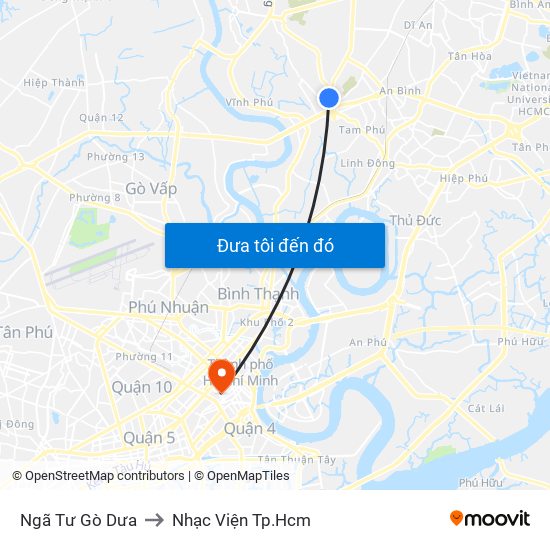 Ngã Tư Gò Dưa to Nhạc Viện Tp.Hcm map