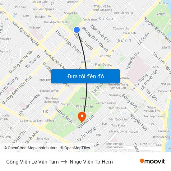 Công Viên Lê Văn Tám to Nhạc Viện Tp.Hcm map