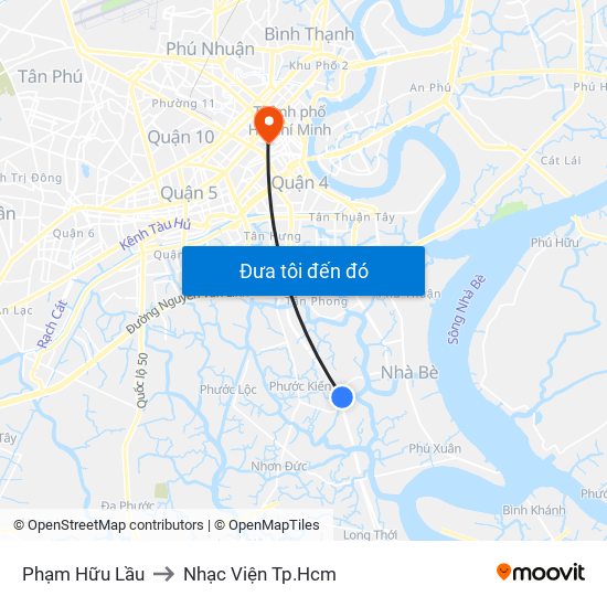 Phạm Hữu Lầu to Nhạc Viện Tp.Hcm map