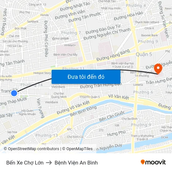 Bến Xe Chợ Lớn to Bệnh Viện An Bình map
