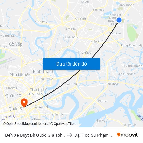 Bến Xe Buýt Đh Quốc Gia Tphcm (Mới) to Đại Học Sư Phạm Tp.Hcm map