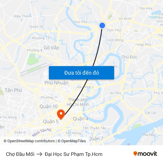 Chợ Đầu Mối to Đại Học Sư Phạm Tp.Hcm map
