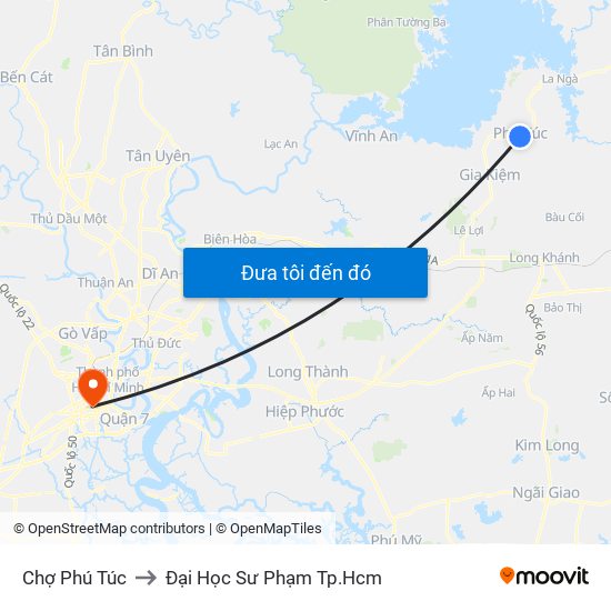 Chợ Phú Túc to Đại Học Sư Phạm Tp.Hcm map