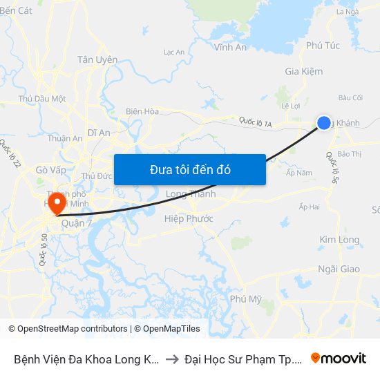 Bệnh Viện Đa Khoa Long Khánh to Đại Học Sư Phạm Tp.Hcm map