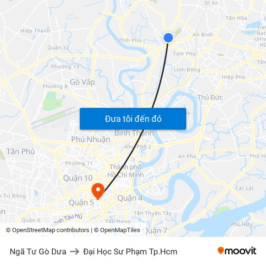 Ngã Tư Gò Dưa to Đại Học Sư Phạm Tp.Hcm map