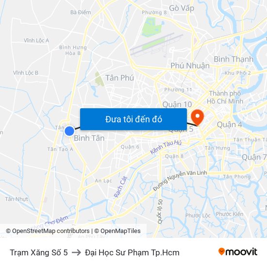 Trạm Xăng Số 5 to Đại Học Sư Phạm Tp.Hcm map