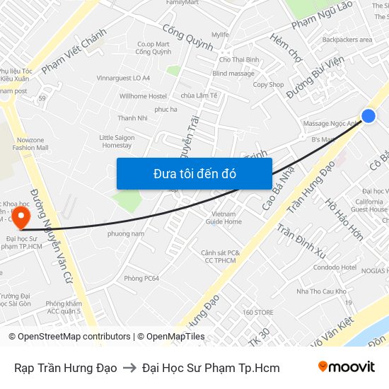 Rạp Trần Hưng Đạo to Đại Học Sư Phạm Tp.Hcm map