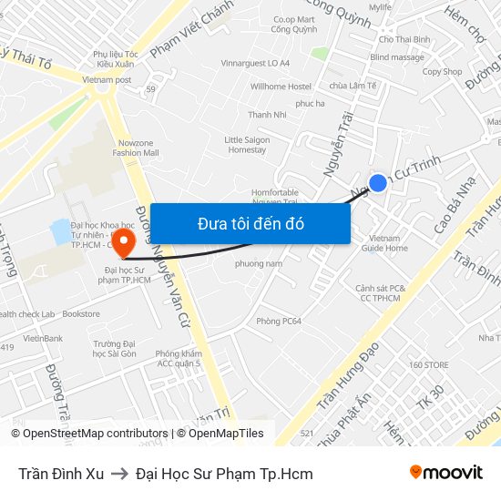 Trần Đình Xu to Đại Học Sư Phạm Tp.Hcm map