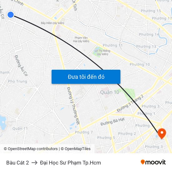 Bàu Cát 2 to Đại Học Sư Phạm Tp.Hcm map