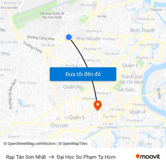 Rạp Tân Sơn Nhất to Đại Học Sư Phạm Tp.Hcm map