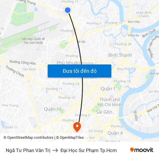 Ngã Tư Phan Văn Trị to Đại Học Sư Phạm Tp.Hcm map