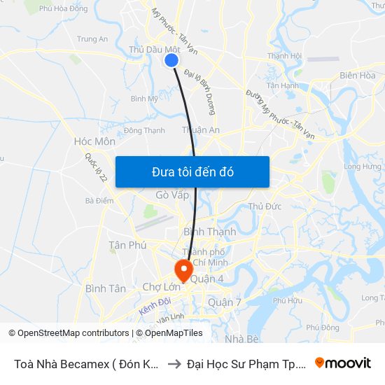 Toà Nhà Becamex ( Đón Khách) to Đại Học Sư Phạm Tp.Hcm map