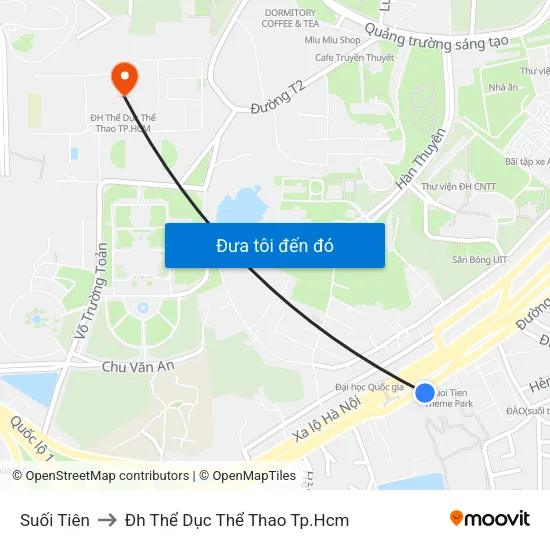 Suối Tiên to Đh Thể Dục Thể Thao Tp.Hcm map