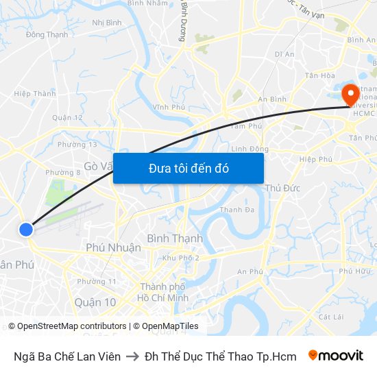 Ngã Ba Chế Lan Viên to Đh Thể Dục Thể Thao Tp.Hcm map