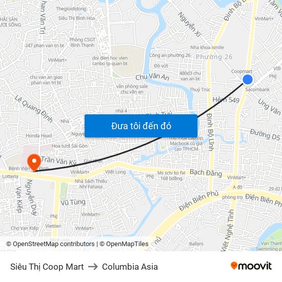 Siêu Thị Coop Mart to Columbia Asia map
