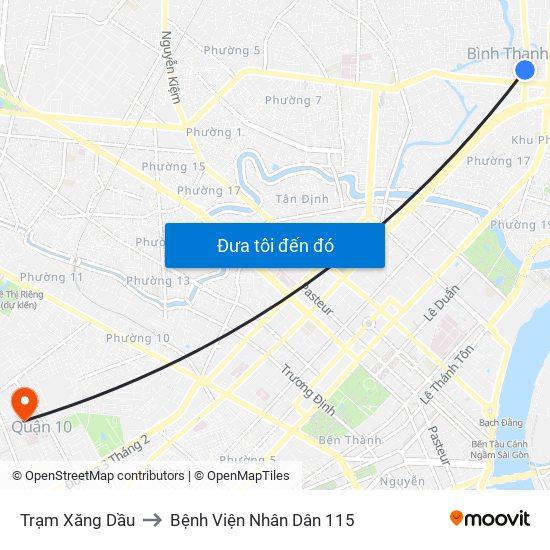 Trạm Xăng Dầu to Bệnh Viện Nhân Dân 115 map