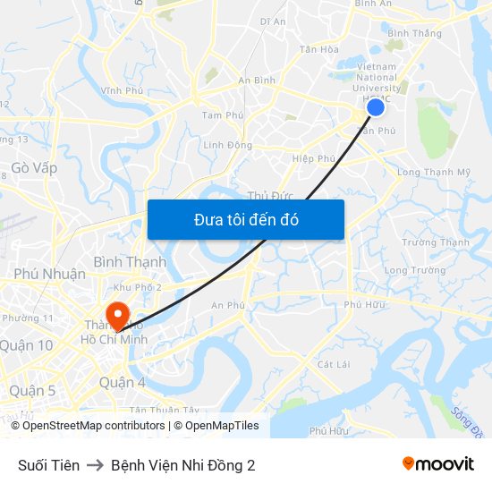 Suối Tiên to Bệnh Viện Nhi Đồng 2 map