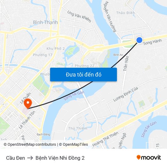 Cầu Đen to Bệnh Viện Nhi Đồng 2 map