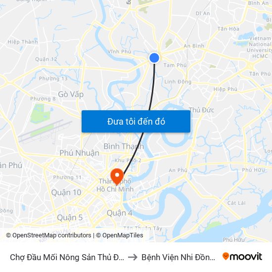 Chợ Đầu Mối Nông Sản Thủ Đức to Bệnh Viện Nhi Đồng 2 map