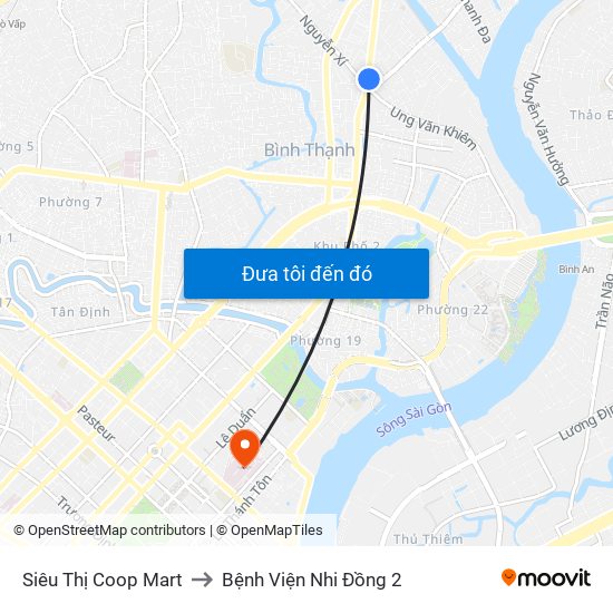 Siêu Thị Coop Mart to Bệnh Viện Nhi Đồng 2 map